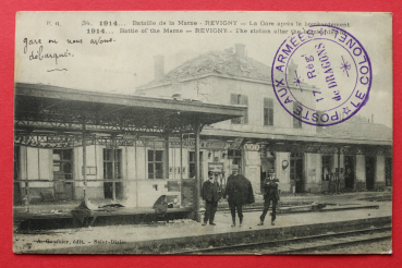 Ansichtskarte AK Revigny 1914 Bataille de la Marne bombardement Bahnhof WKI Frankreich France 55 Meuse